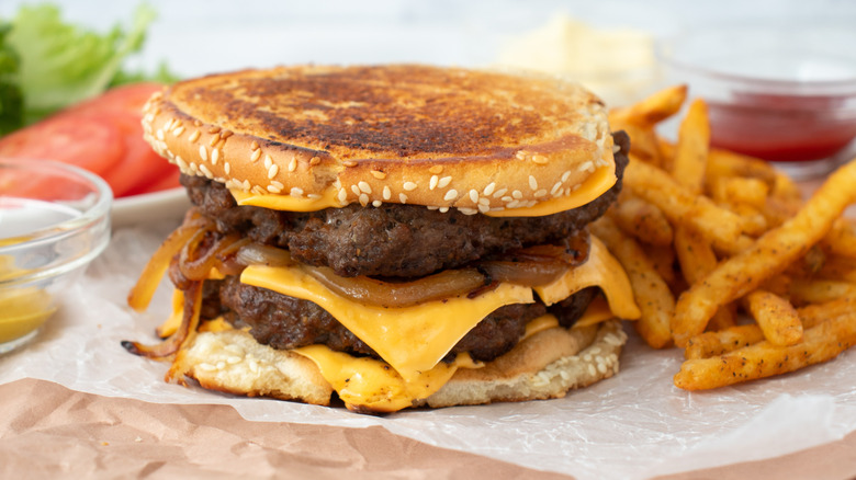 Double patty melt with fries