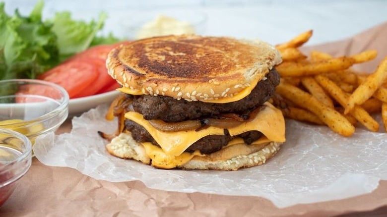 Patty melt next to fries