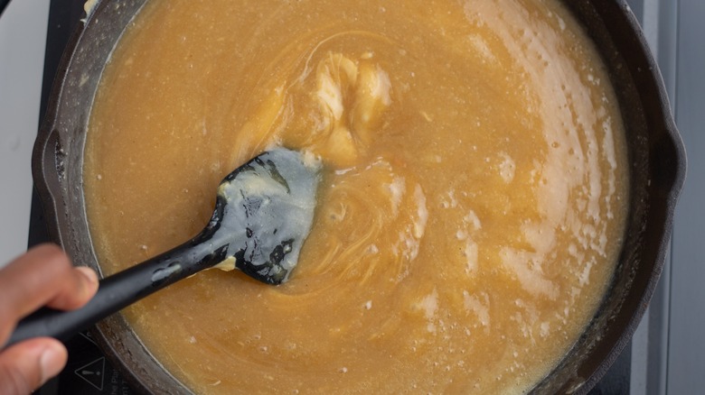 peanut butter sauce in pan