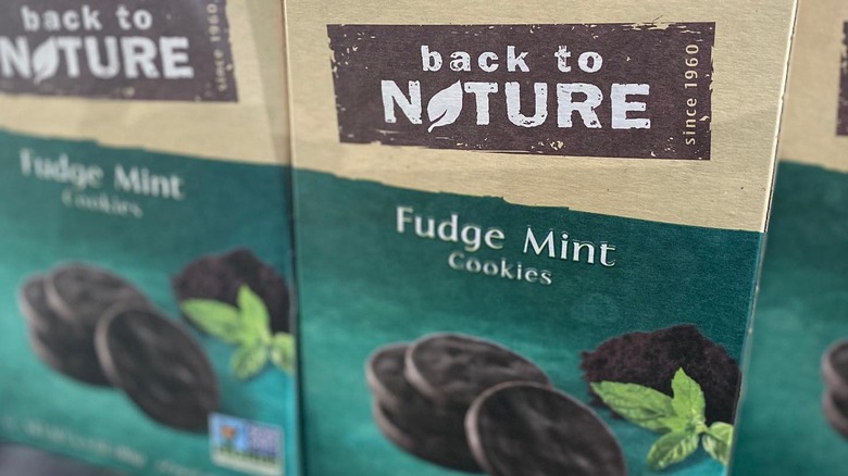 Back to Nature Fudge Mint cookies on a shelf