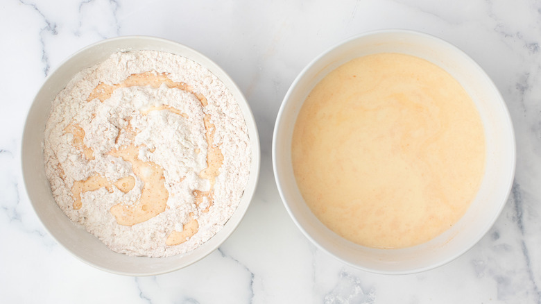 breading ingredients in bowls