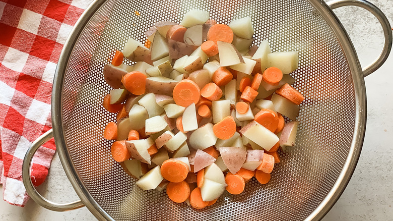 cubed potatoes and carrots
