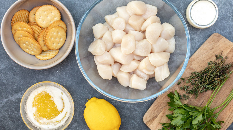 ingredients for baked scallops