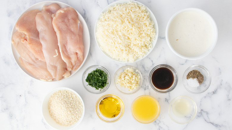 Ingredients for copycat Longhorn Steakhouse Parmesan crusted chicken