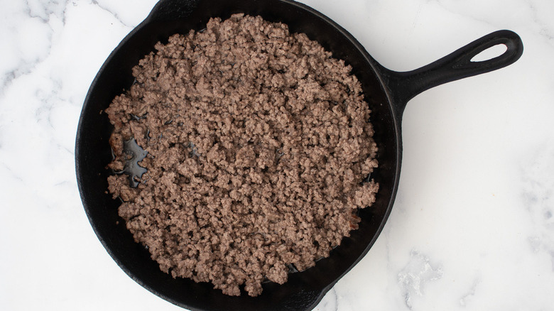 ground beef in pan