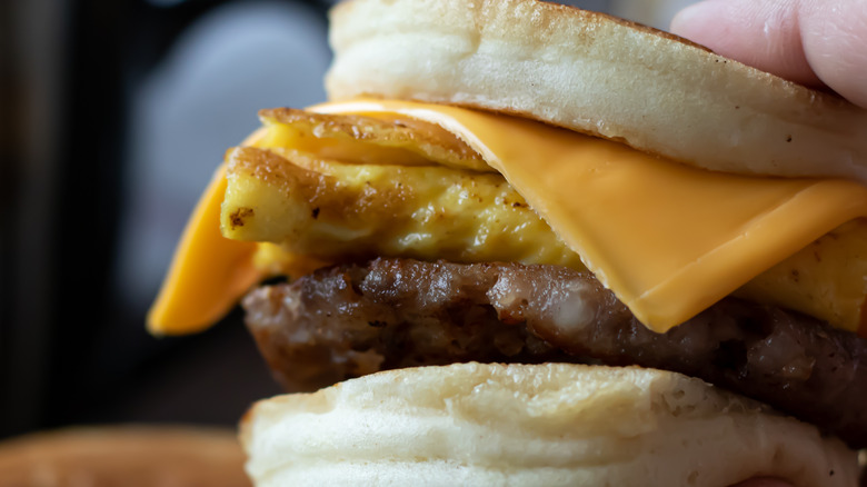 Assembling the Copycat McDonald's Sausage, Egg & Cheese McGriddle