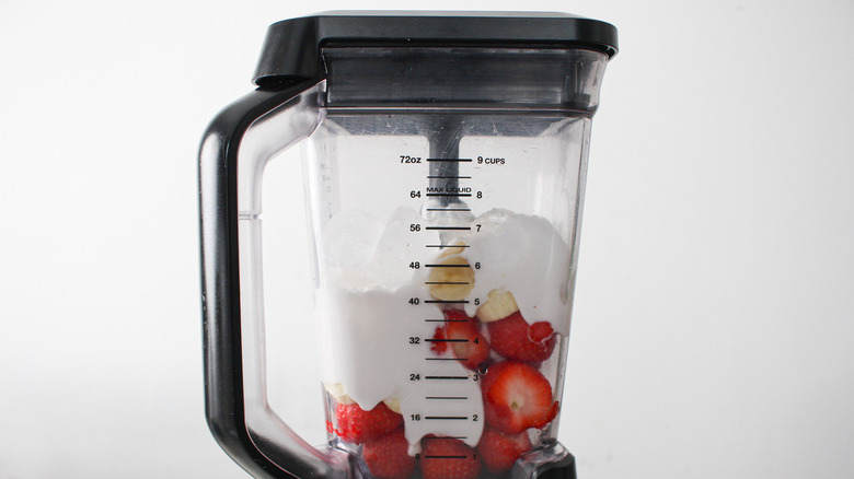 smoothie ingredients in blender