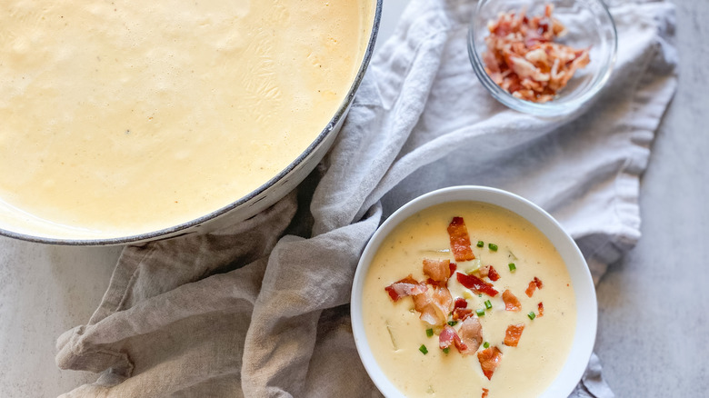 A bowl of copycat O'Charley's Loaded Potato Soup