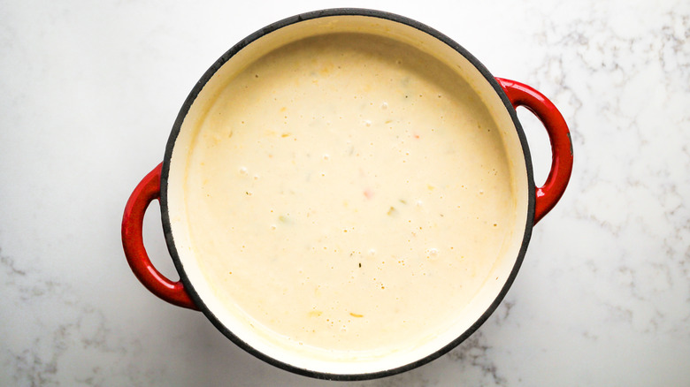 seasoned potato soup in pot