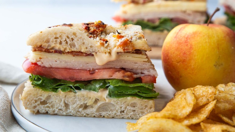 turkey sandwich on focaccia