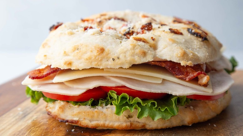 turkey sandwich on focaccia