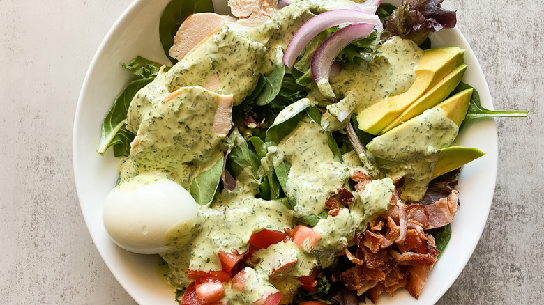 Copycat Panera Bread Green Goddess Cobb Salad in bowl