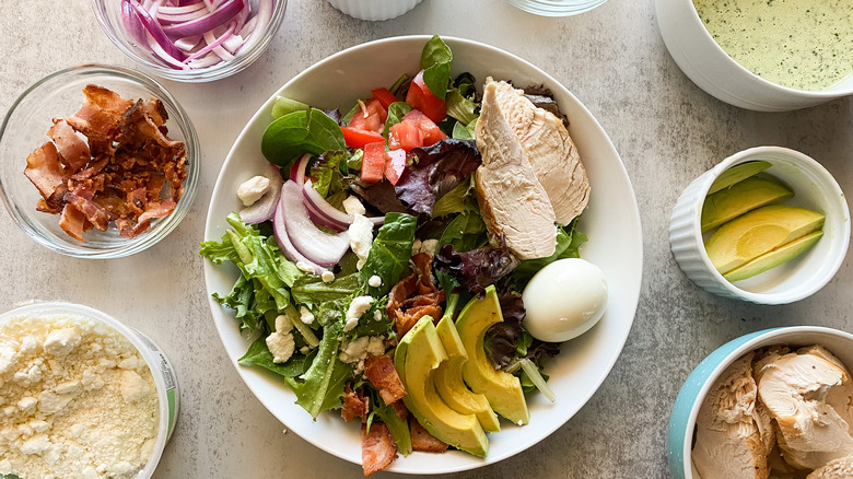 Copycat Panera Bread Green Goddess Cobb Salad salad in bowl