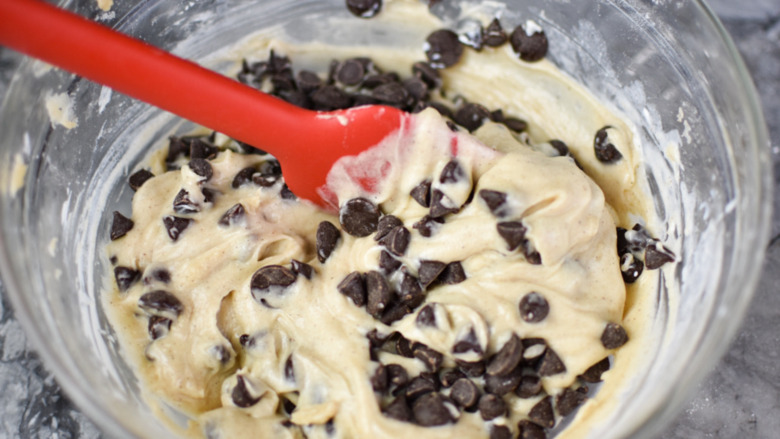 cookie dough batter in a mixing bowl