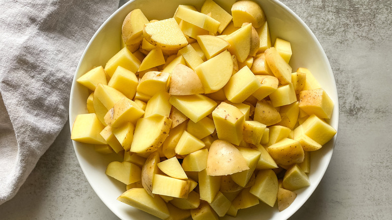 chopped potatoes in a bowl