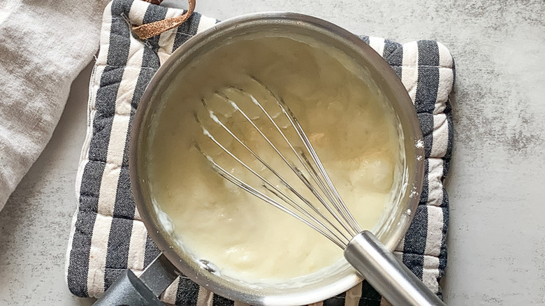 Whisk in thickened cream