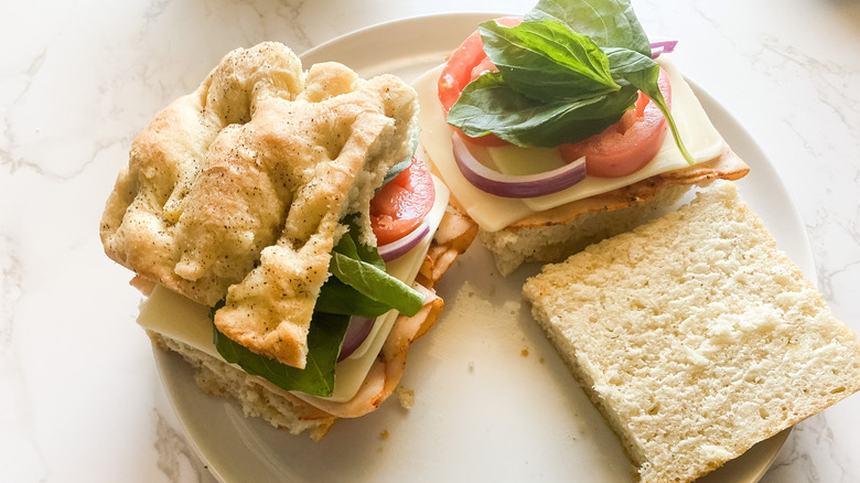 A sandwich being assembled