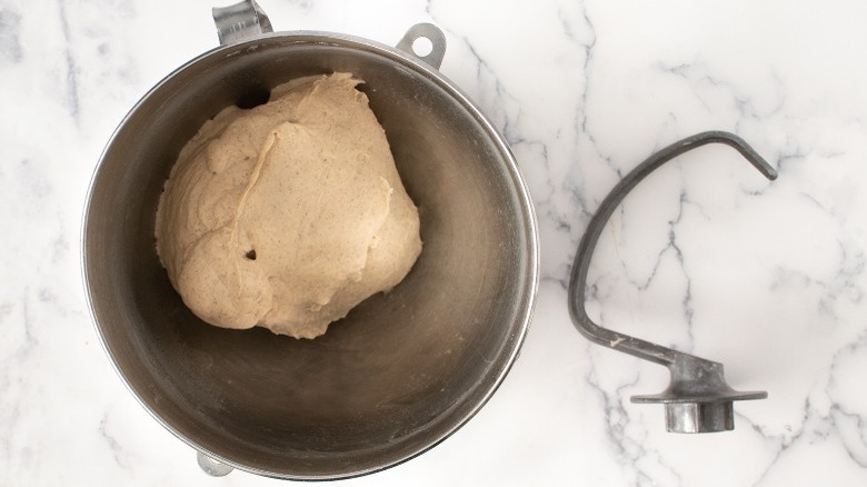 bagel dough in stand mixer