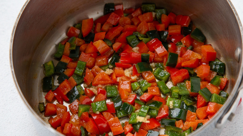 peppers in a saucepan