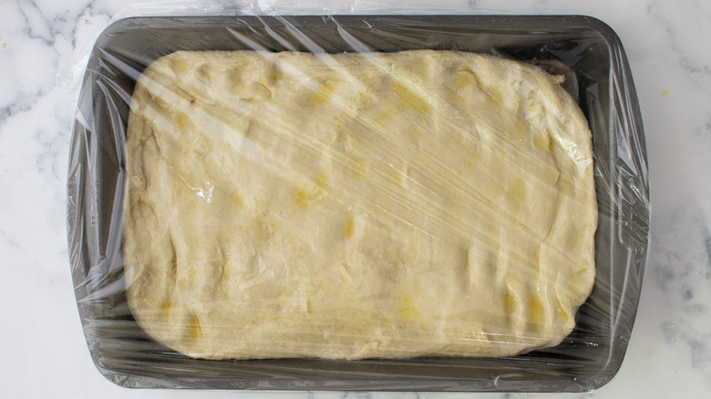 plastic wrap covering dough 