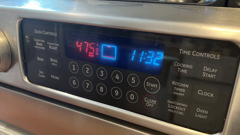 oven preheating to 475 F