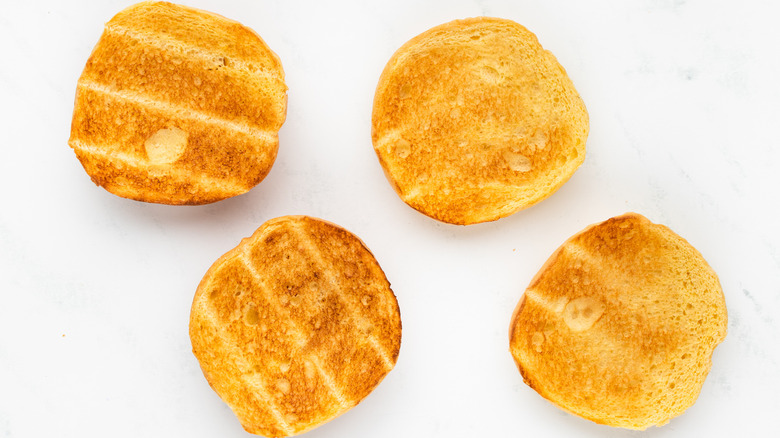 toasted and halved brioche buns