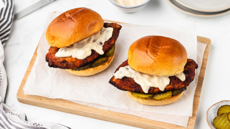 two blackened chicken sandwiches