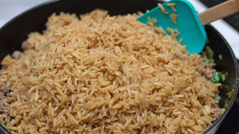 brown rice with meat