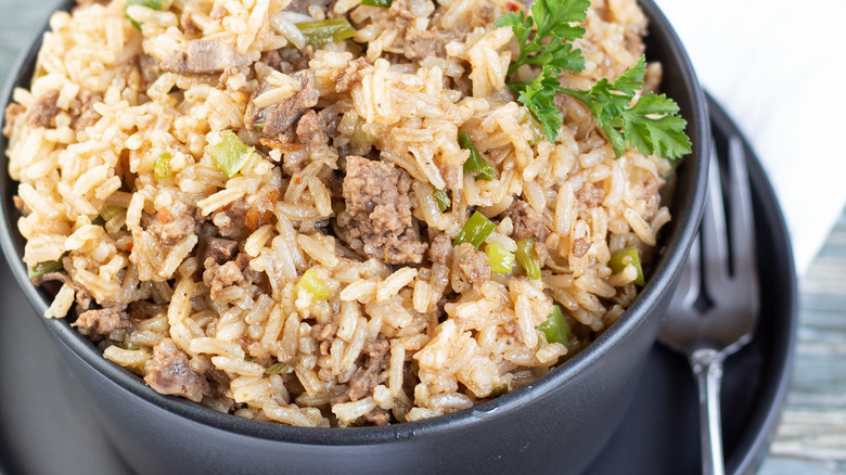 Cajun rice in pan