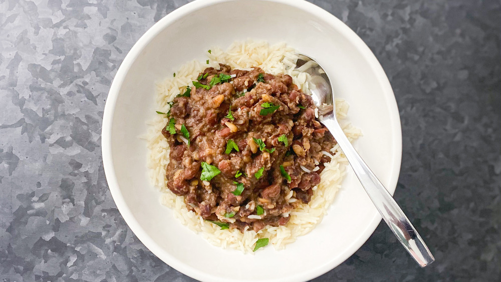 Copycat Popeyes red beans and rice in bowl