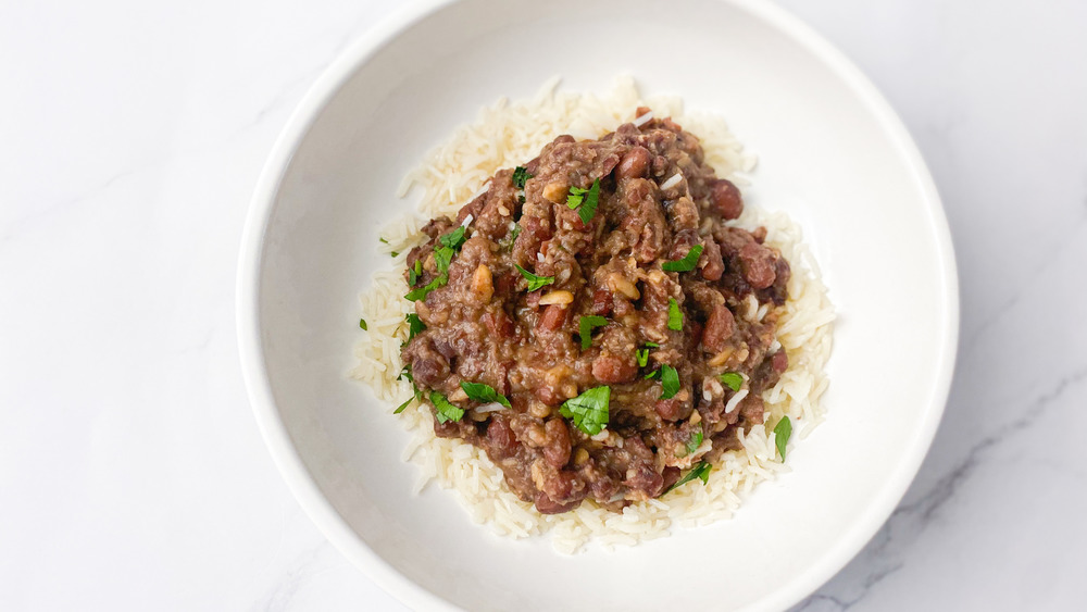 red beans and rice on plate for copycat Popeyes red beans and rice