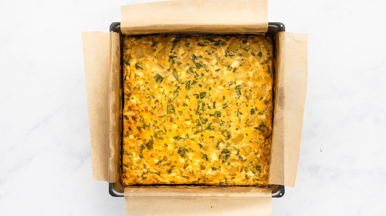 Potato chive bake in square baking pan