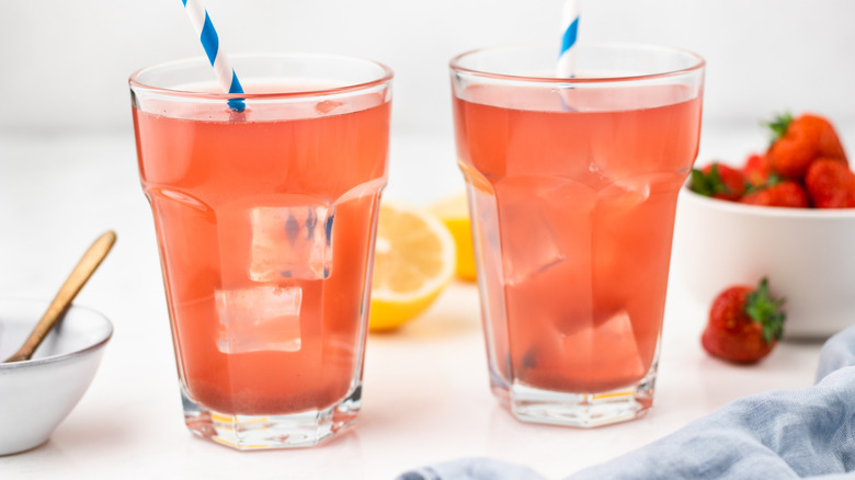 Two glasses of strawberry acai refresher