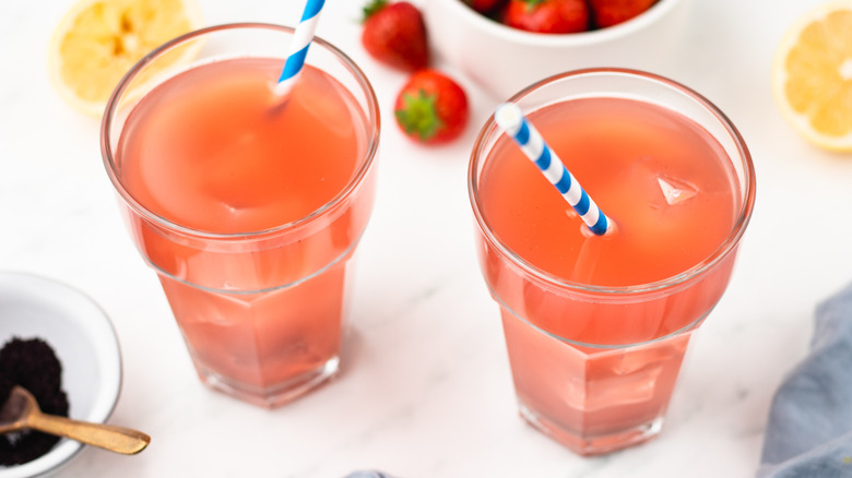 Two glasses of strawberry acai refresher