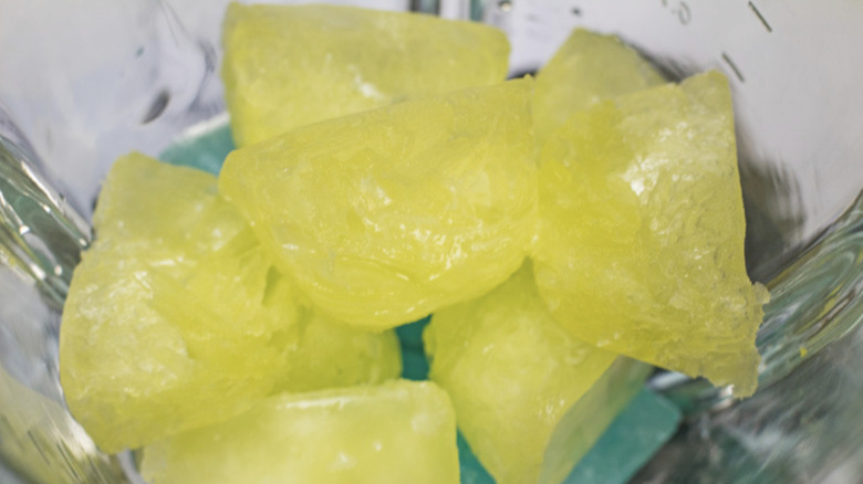 Copycat Taco Bell Baja Blast Freeze ice cubes in blender