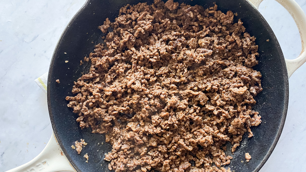 adding spices to copycat Taco Bell beef recipe