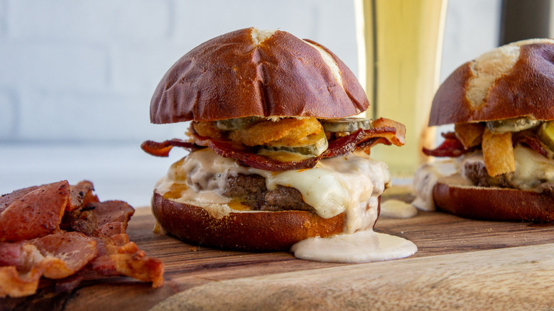 burger with beer cheese