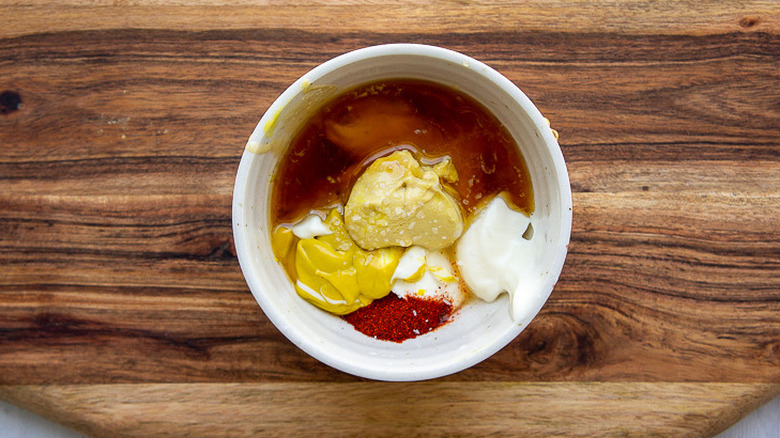 honey mustard ingredients in bowl