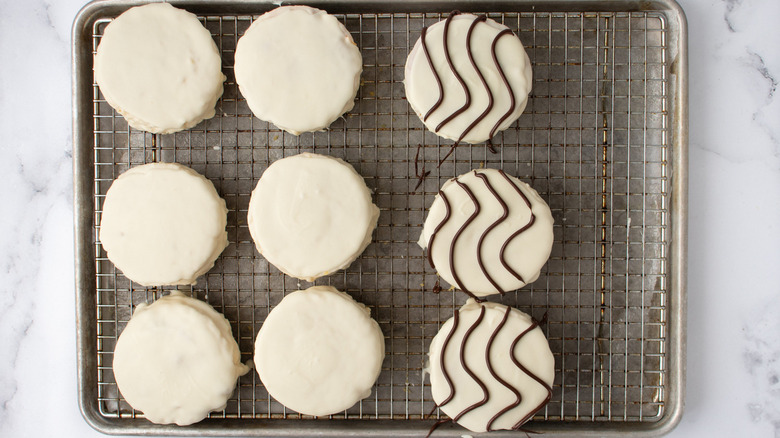 chocolate-striped snack cakes