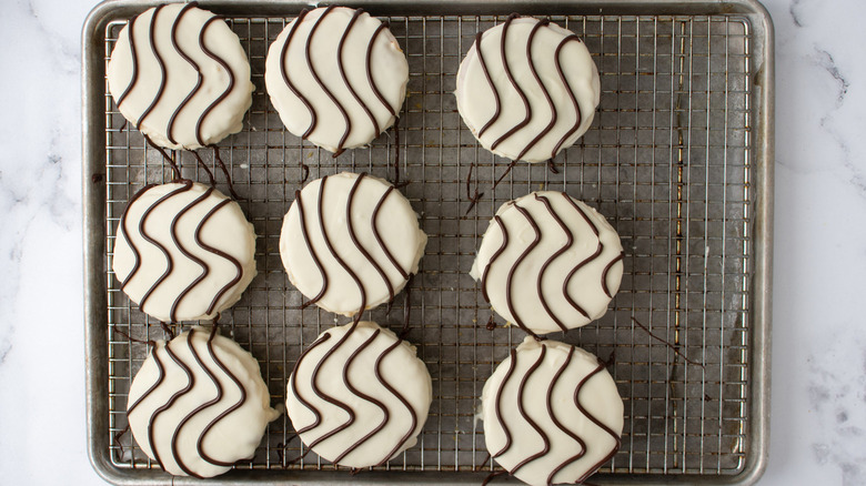 chocolate-striped snack cakes