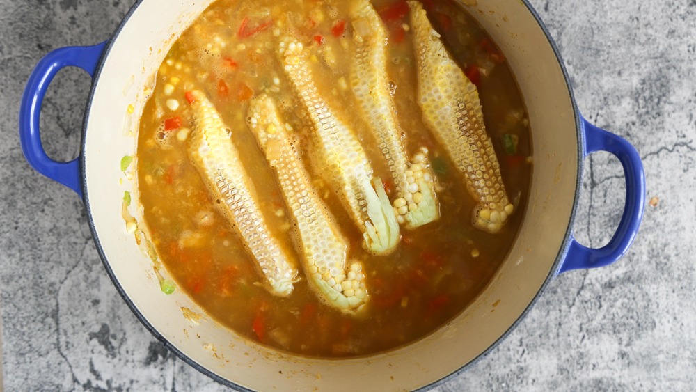 corn chowder simmering