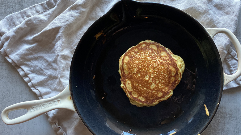 cornbread pancake in skillet