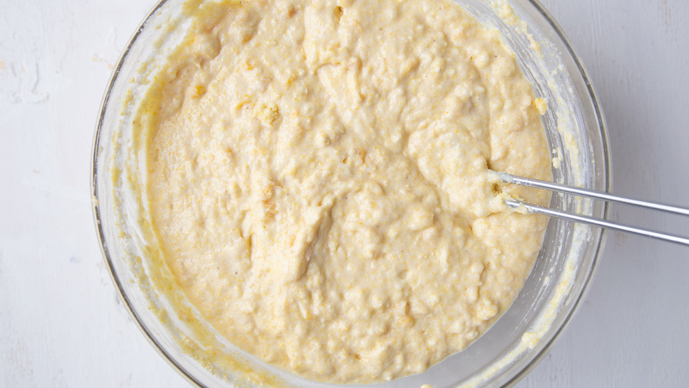 cornbread batter being mixed