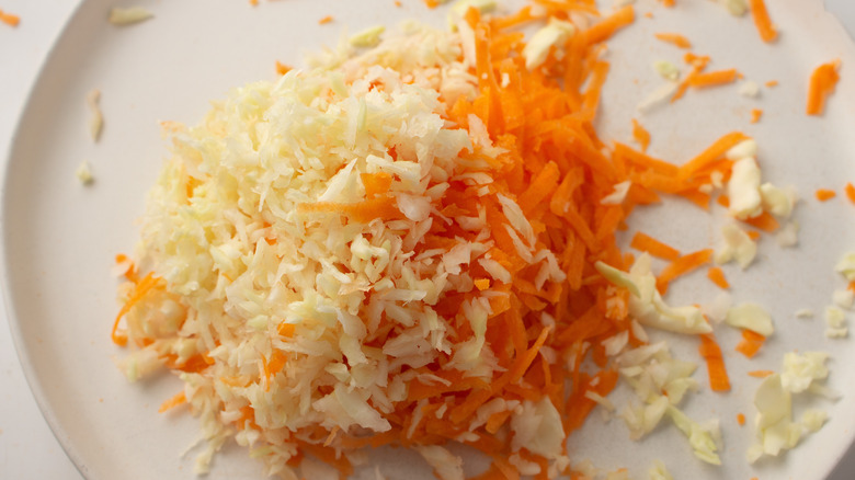 shredded veggies on plate 