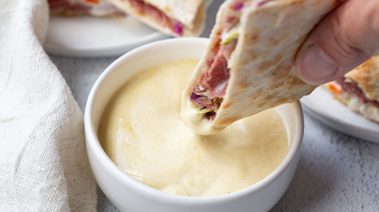 corned beef quesadilla with dipping sauce