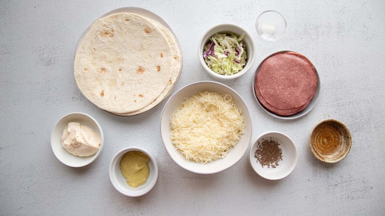 ingredients for corned beef quesadillas