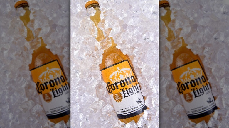 Corona light bottle in ice