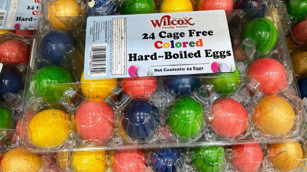 Pre-dyed hard-boiled eggs at Costco