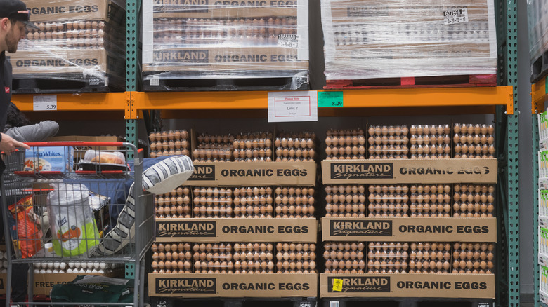 Customer shopping for eggs at Costco