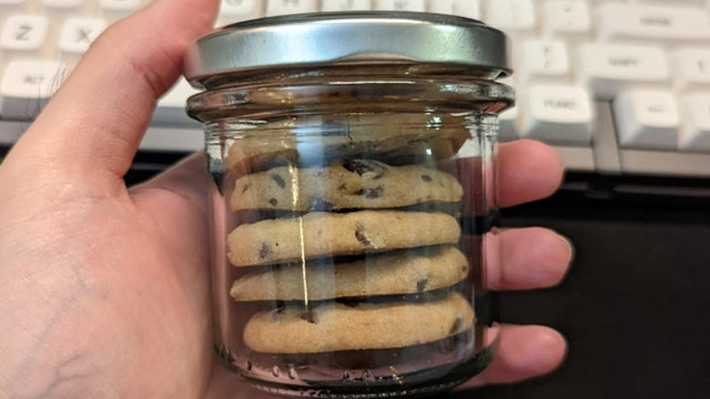 Recycled mason jar with cookies